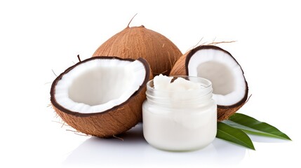 Fototapeta na wymiar coconut and coconut milk on a white background