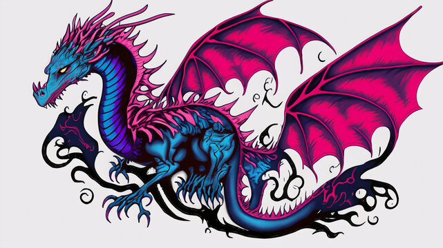 Colorful Dragon tattoo design