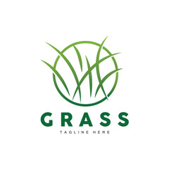 Green Grass Logo Design, Farm Landscape Illustration, Natural Scenery Vector