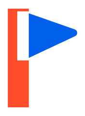 Flag on pole, icon of patriotic emblem vector