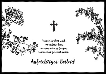 Obituary postcard with the text in German.