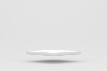 White square shaped levitating podium or pedestal on white background.