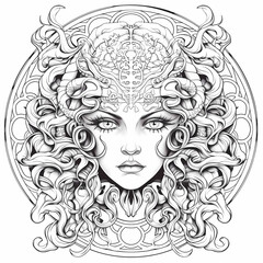 medusa and perseus adult coloring book prints