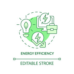 Editable energy efficiency green icon concept, isolated vector, sustainable office thin line illustration.