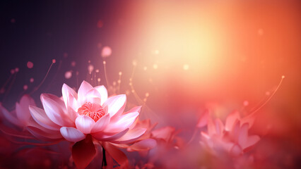 Obraz na płótnie Canvas Lotusblüte in rosa im Wasser mit Bokeh in pink Farben als Hintergrund als Poster Nahaufnahme, ai generativ