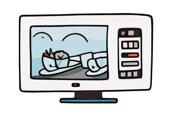 Cute Doodle Office Microwave Vector