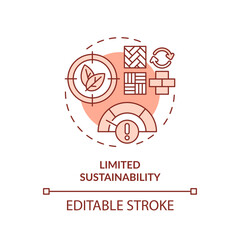 Editable limited sustainability red icon concept, isolated vector, sustainable office thin line illustration.