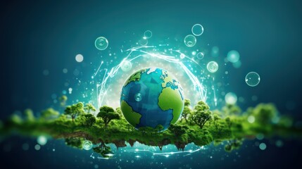 Fototapeta na wymiar earth globe with nature background