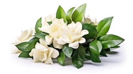 white and green bouquet of white background