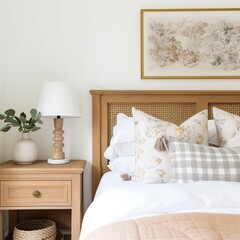 Close-up photos of McGee's studio-style bedroom are decorated with a small vintage frame with modern furnishings with snow-white natural light.