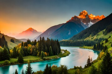 sunset in the mountains generated ai