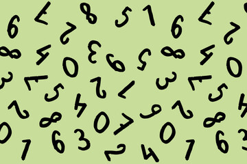 template with the image of keyboard symbols. a set of numbers. Surface template. pastel pea background. Horizontal image.