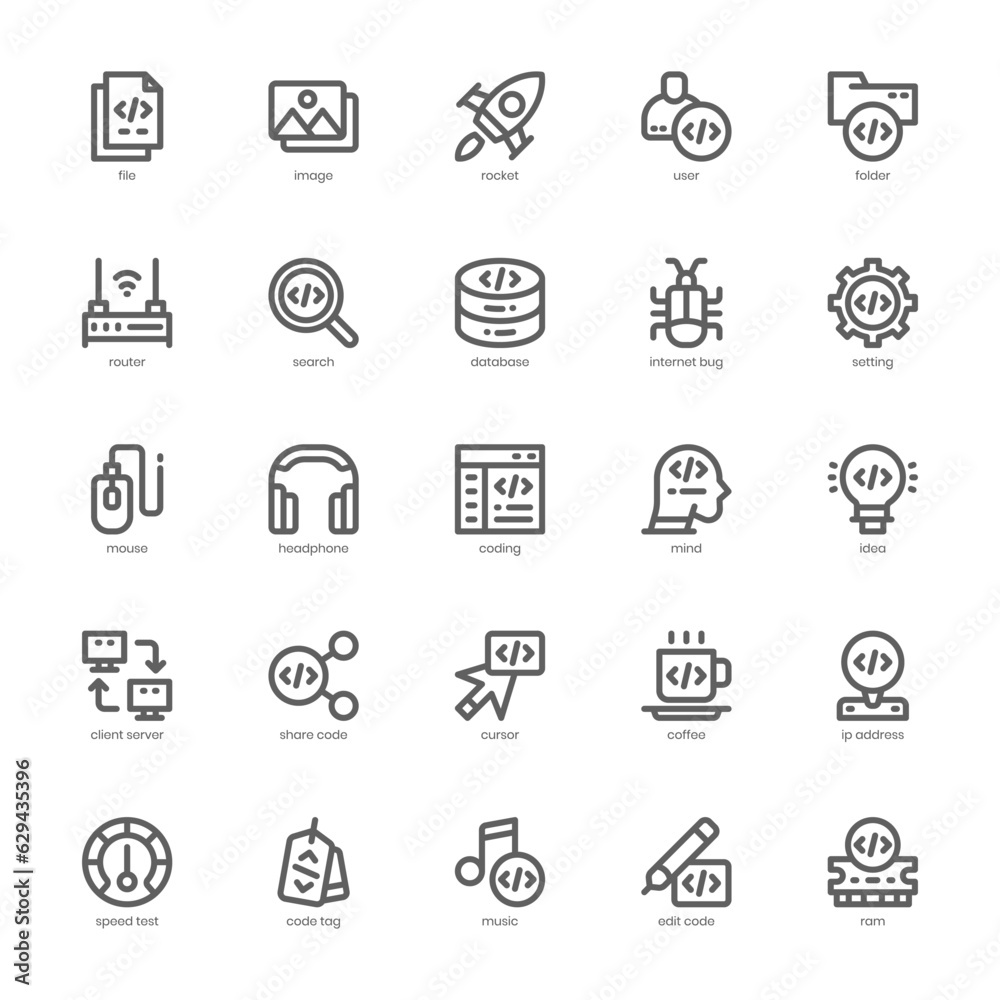 Poster web programming icon pack for your website, mobile, presentation, and logo design. web programming i