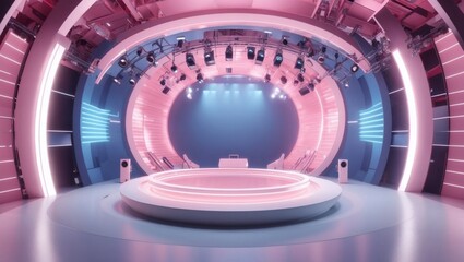 show stage design, 3D render, empty stage, spotlights, lasers, stage interior design