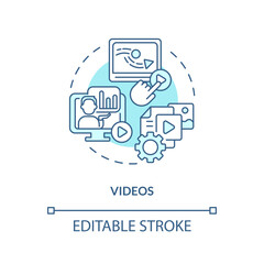 2D editable videos thin line blue icon concept, isolated vector, monochromatic illustration representing knowledge management.