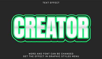 Creator text effect template in 3d design. Text for advertising, branding, business logo
