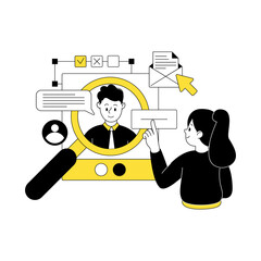 Scenes with men and women taking part in business activities. Business Concept illustrations. Recruitment Process, Best Candidate, HR Manager. Vector illustration