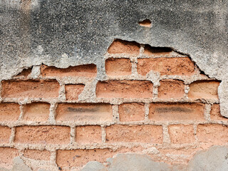 The old cement wall, the cement chipped until the inside bricks were visible.