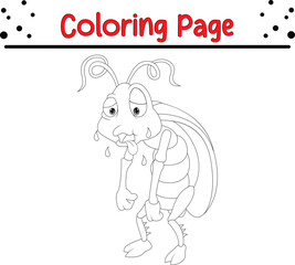 Obraz na płótnie Canvas Bugs And Insect coloring page for kids. Cute Animal coloring book.
