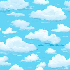 white cloud on blue sky, pattern for jigsaw or mosaic, illustration, Generative AI
