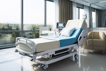 Bright white modern multi patient bed in hospital 