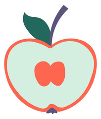 Halved apple with leaf, organic nutritious snack