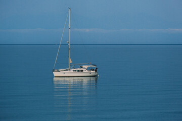 scenic view of boat floating on calm sea