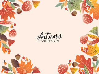 Fototapeta na wymiar autumn background with leaves. Autumn falling leaves. Autumnal foliage fall and popular leaf flying in wind. Autumn foliage cover template. Autumn design. Templates for placards, banners,