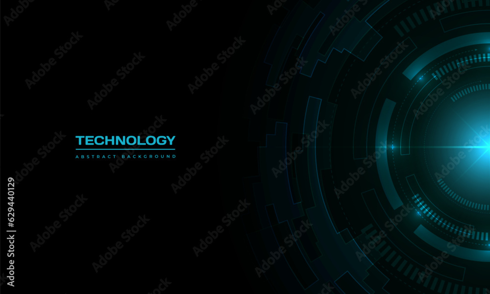 Poster abstract high technology background with blue circle interface. vector illustration