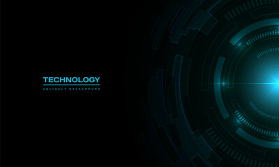 Abstract high technology background with blue circle interface. Vector illustration