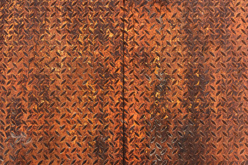 Top view of rusty anti-skid surface, industrial background