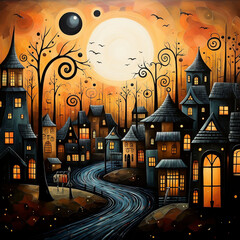 Obraz premium Halloween nacht, made by Ai, Ai-Art