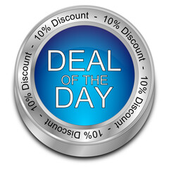 Deal of the Day 10% Discount Button - 3D illustration