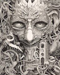 機械と顔,Generative AI AI画像 © beeboys