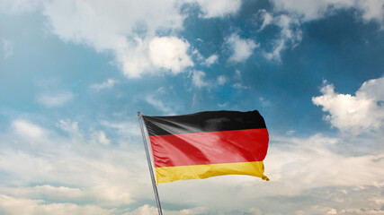 mavi gök yüzü arka planında almanya bayrağı Translation: flag of germany on blue sky background