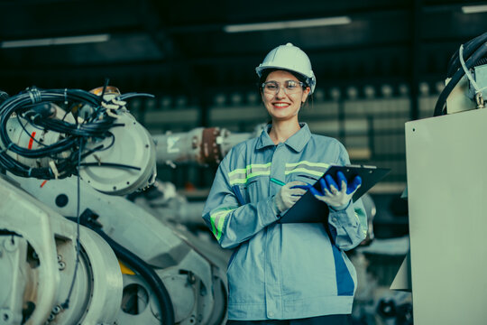 Robotic engineer monitors, analyzes efficiency.Updates database for productivity, cost-effectiveness