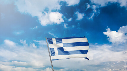 mavi gök yüzü arka planında yunanistan bayrağı Translation: flag of greece on blue sky background