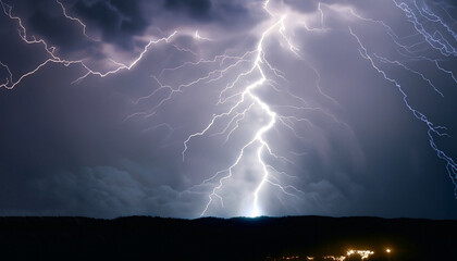 Fototapeta na wymiar Lightning, thunder cloud dark cloudy sky