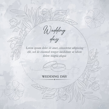 wedding day illustration image with hand drawn flowers