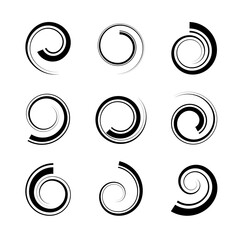 Set of Spiral Design Elements. Abstract Whirl Icons.