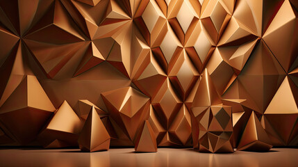 Modern golden background with geometric elements. Generative AI.