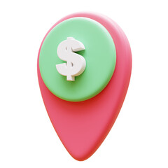 Dollar Location icon isolated on white background.