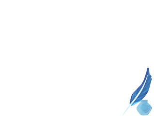 Blue feather with inkpot