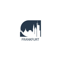 Germany Frankfurt cityscape skyline capital city panorama vector flat modern logo icon. Central Europe region emblem idea with landmarks and building silhouettes