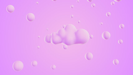 Levitating 3D Cloud and Surrounding Spheres in Futuristic Ambiance