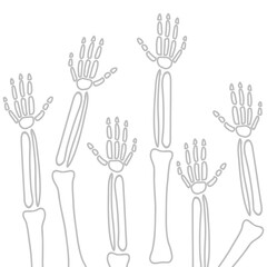 Halloween arm bones, human skeleton line art doodle