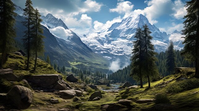Nature photo of Matterhorn, Switzerland, generated by AI