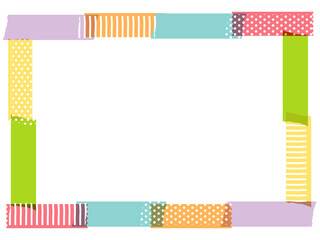 春のマスキングテープ　フレーム背景（サイズ比率4:3）