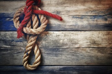 nautical rope knot on aged, rustic background © primopiano