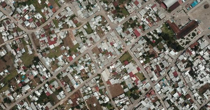 Aerial of Church in Indigenous tzotzil town, Chamula, Chiapas Mexico